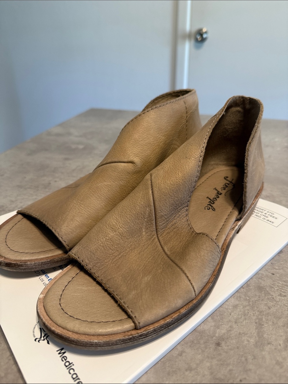 Free People Tan Open-Toe Leather Sandals